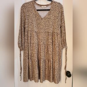 Elegant Long Sleeve Polka Dot Dress